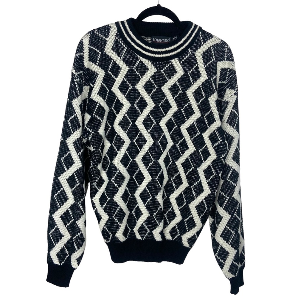 Vintage 90s Botany Zig Zag Patterned Sweater
